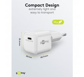 Goobay 20 W USB-C PD GaN Fast Charger Nano | USB-C