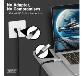 Digitus | USB-A - RJ45 Ethernet cable, 1Gbit/s, 3m | AK-300600-030-S | USB-A to RJ45