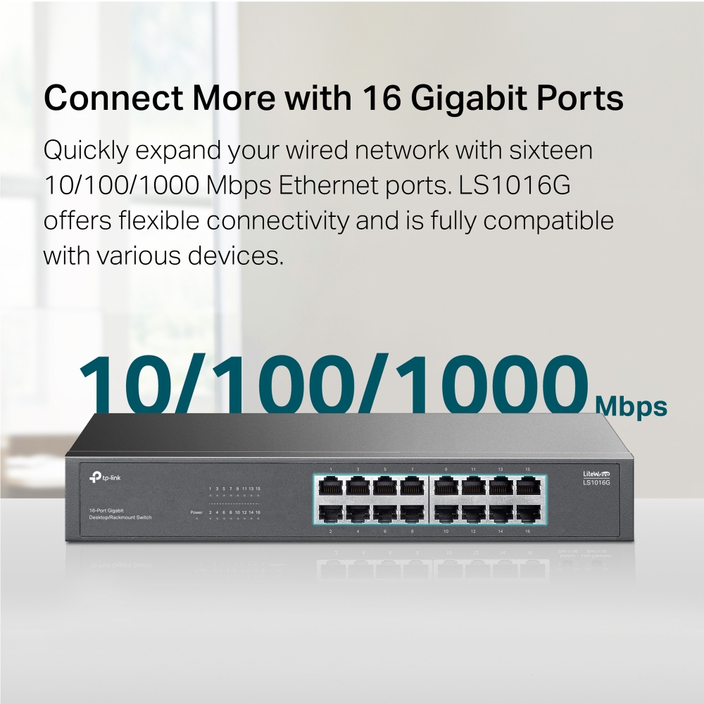 TP-LINK 16-Port Gigabit Switch | LS1016G | Unmanaged | Desktop/Rack-mountable
