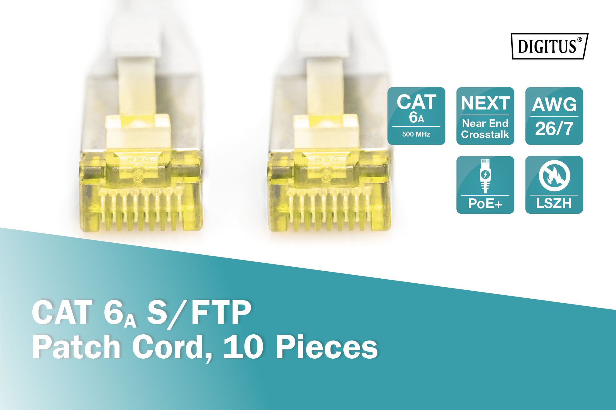 Digitus | CAT 6A S/FTP patch cable, 10 pieces | DK-1644-A-010-10 | S/FTP | Gray