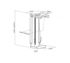 PC Table Mount | DA-90411 | Height adjustment 30-51 cm | Steel | Black