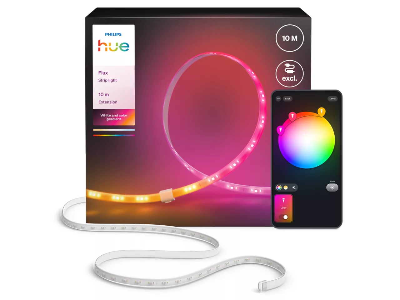 Philips Hue Flux strip light extension, 10 m | 60 W | Bluetooth, Zigbee