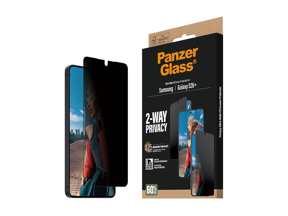 PanzerGlass 2-Way Privacy Screen Protector Samsung New Galaxy S26 Plus | Ultra-Wide Fit w. EasyAligner | PanzerGlass