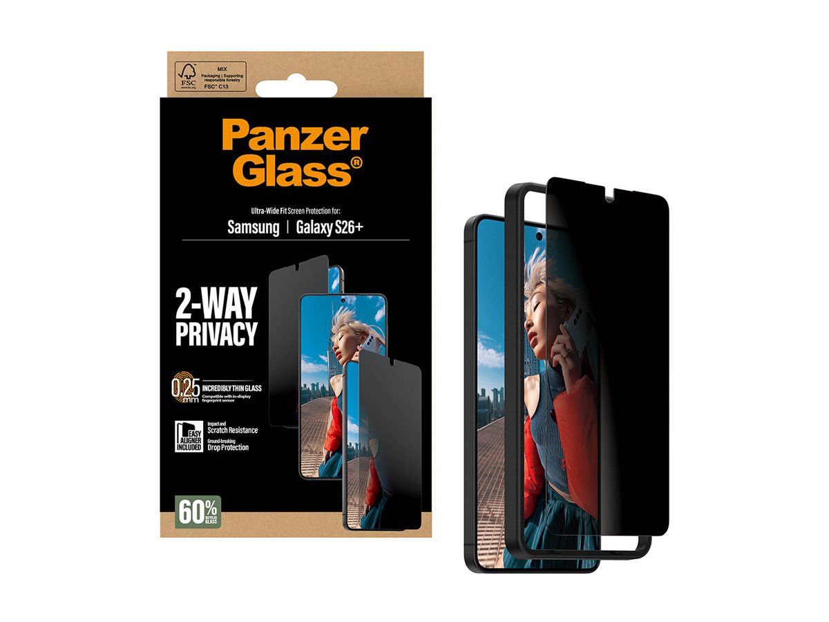 PanzerGlass 2-Way Privacy Screen Protector Samsung New Galaxy S26 Plus | Ultra-Wide Fit w. EasyAligner | PanzerGlass