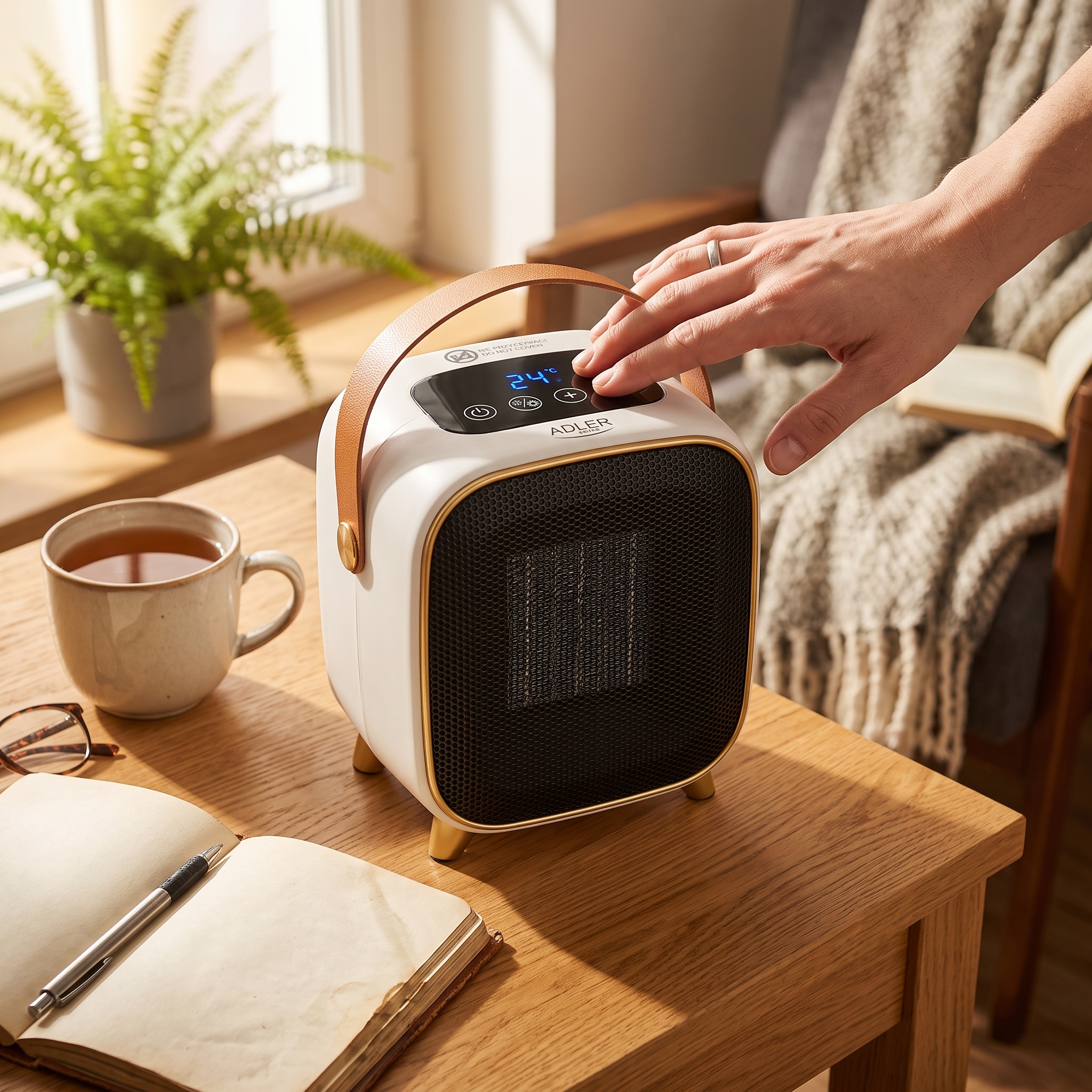 Adler AD 7762 Ceramic Fan Heater with LED Display, Cool Air Fan