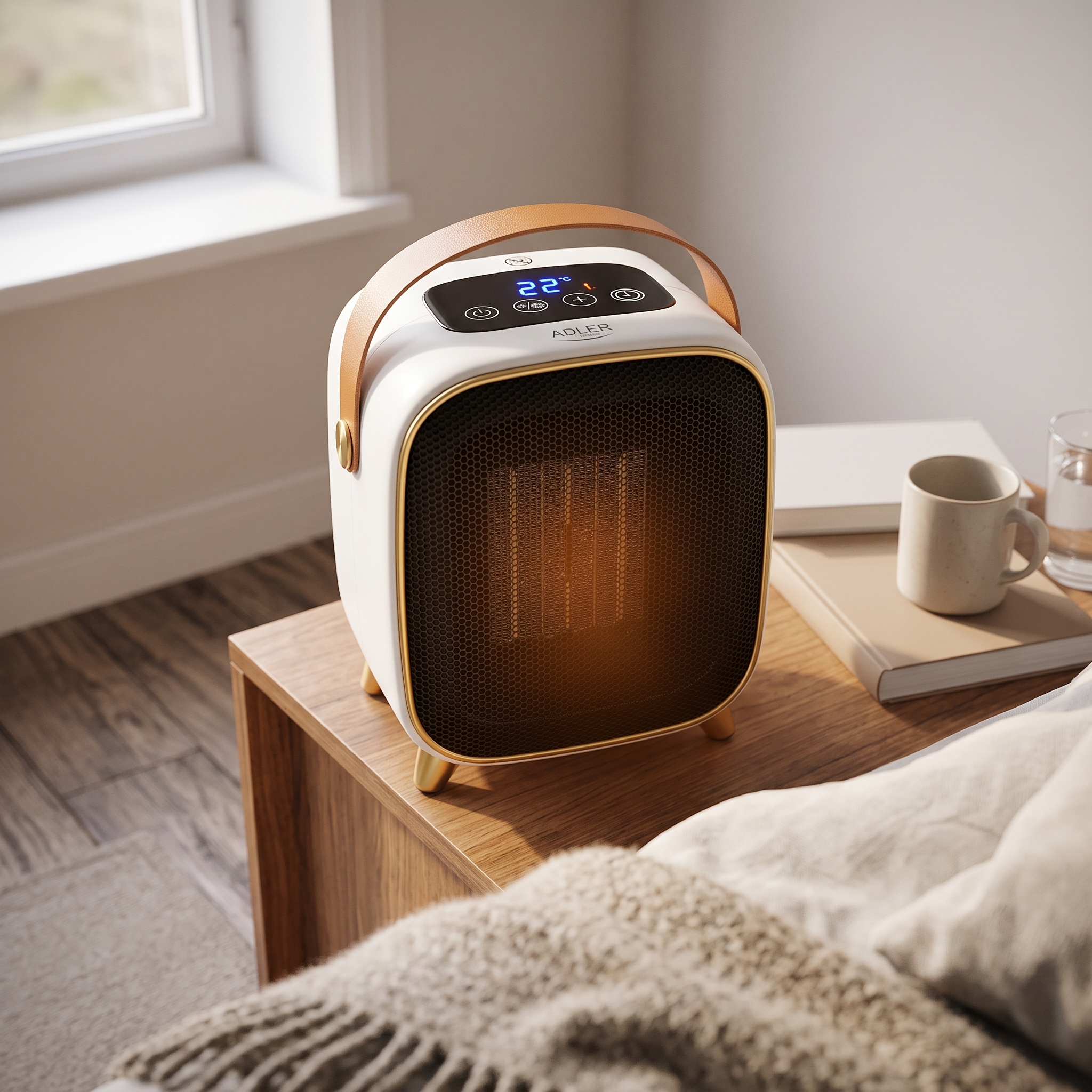 Adler AD 7762 Ceramic Fan Heater with LED Display, Cool Air Fan