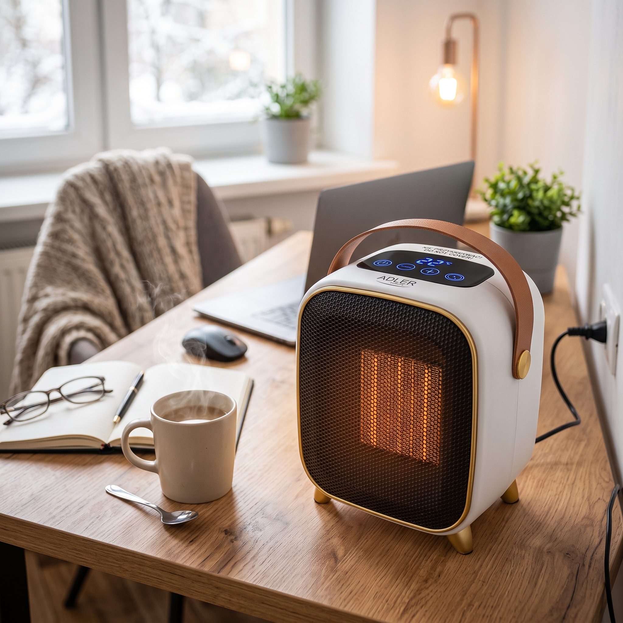 Adler AD 7762 Ceramic Fan Heater with LED Display, Cool Air Fan