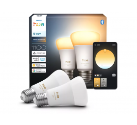 Philips Hue WA 1100 A60 2P EU | E27 | 8.1 W | Warm to cool white light | Bluetooth and Zigbee