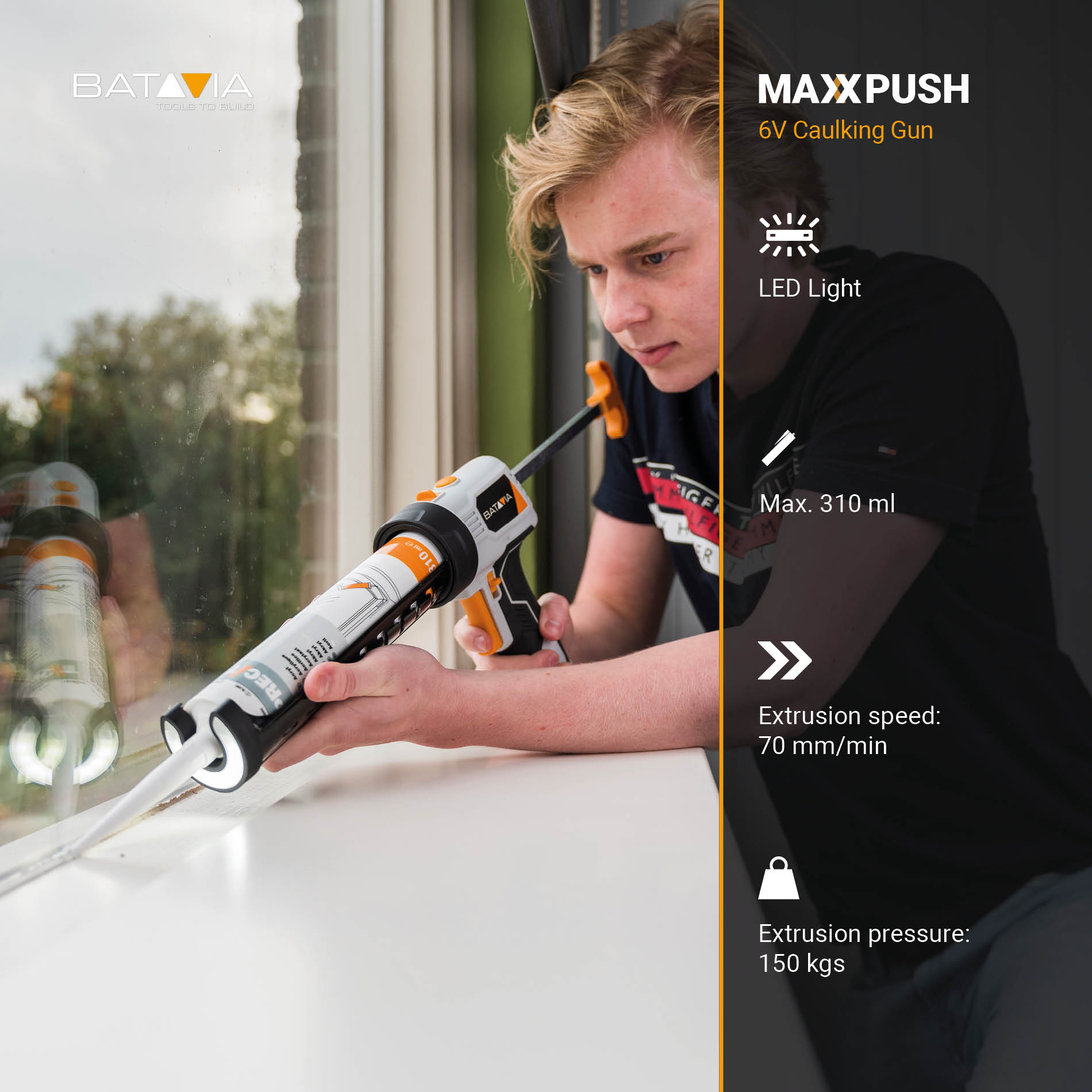 Batavia B.V. | Maxxpush caulking gun with LED