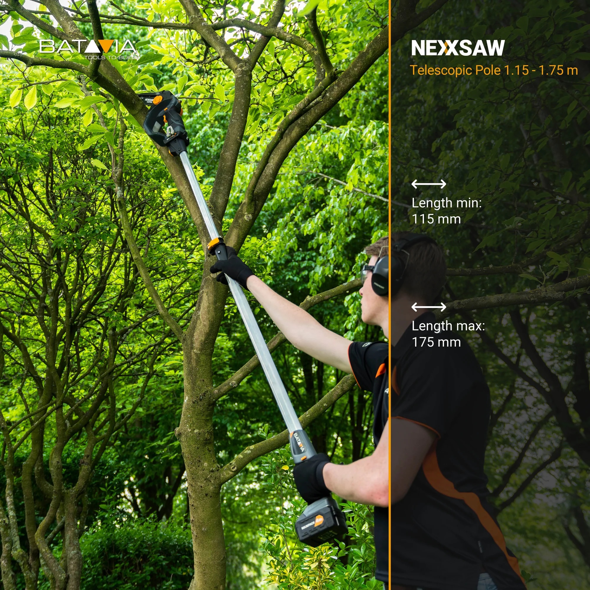 Batavia B.V. | Telescopic pole 1.15 - 1.75 m For Nexxsaws and Nexxcuts - 18V | Telescopic Pole