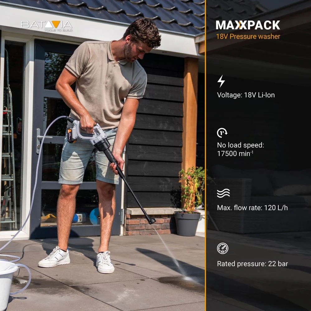 Batavia B.V. | 18V Nexxforce Cordless Pressure Cleaner | 22 bar | 120 l/h