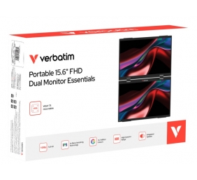 Verbatim 32403 Dual Nešiojamas monitorius 15.6'' × 2 IPS FHD 1920x1080 10ms 250cd/m2 60Hz, Juoda