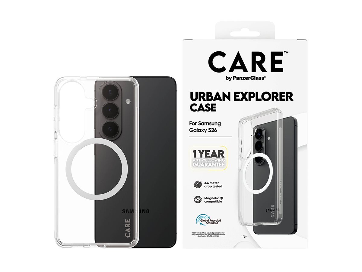 CARE by PanzerGlass Urban Explorer Case Transparent w. White Qi Samsung New Galaxy S26 | PanzerGlass