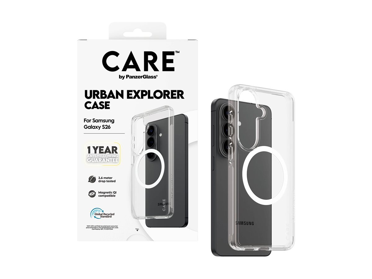 CARE by PanzerGlass Urban Explorer Case Transparent w. White Qi Samsung New Galaxy S26 | PanzerGlass