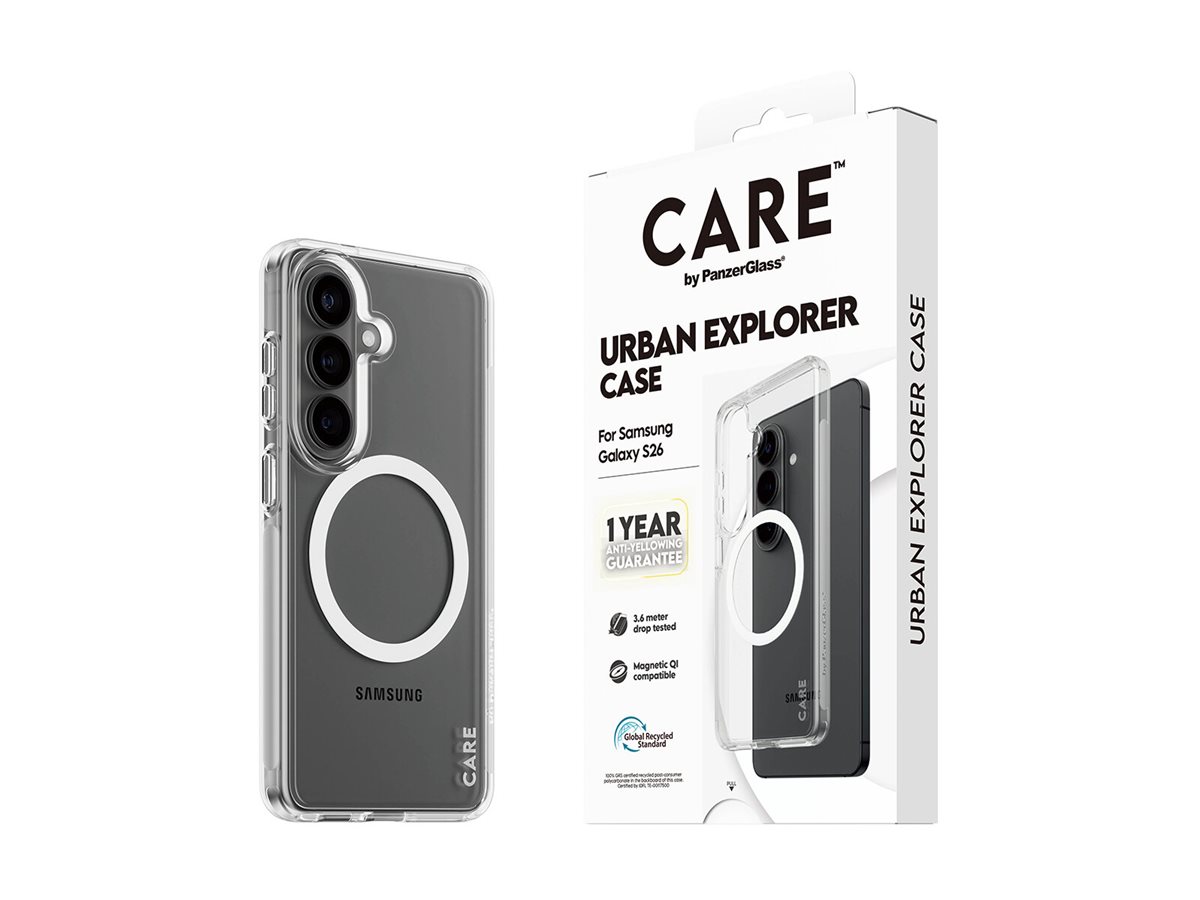 CARE by PanzerGlass Urban Explorer Case Transparent w. White Qi Samsung New Galaxy S26 | PanzerGlass