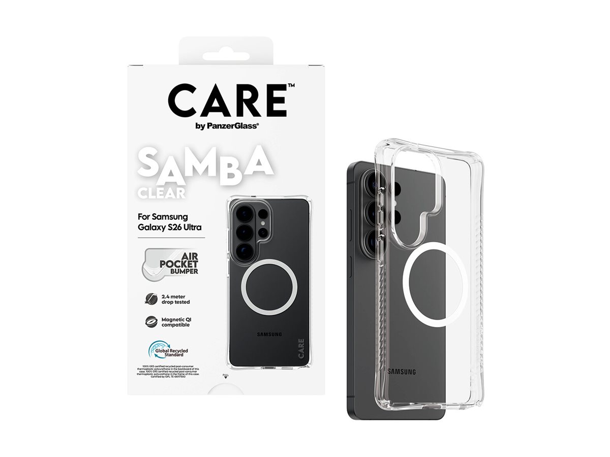 CARE by PanzerGlass Samba Case Transparent w. White Qi Samsung New Galaxy S26 Ultra | PanzerGlass