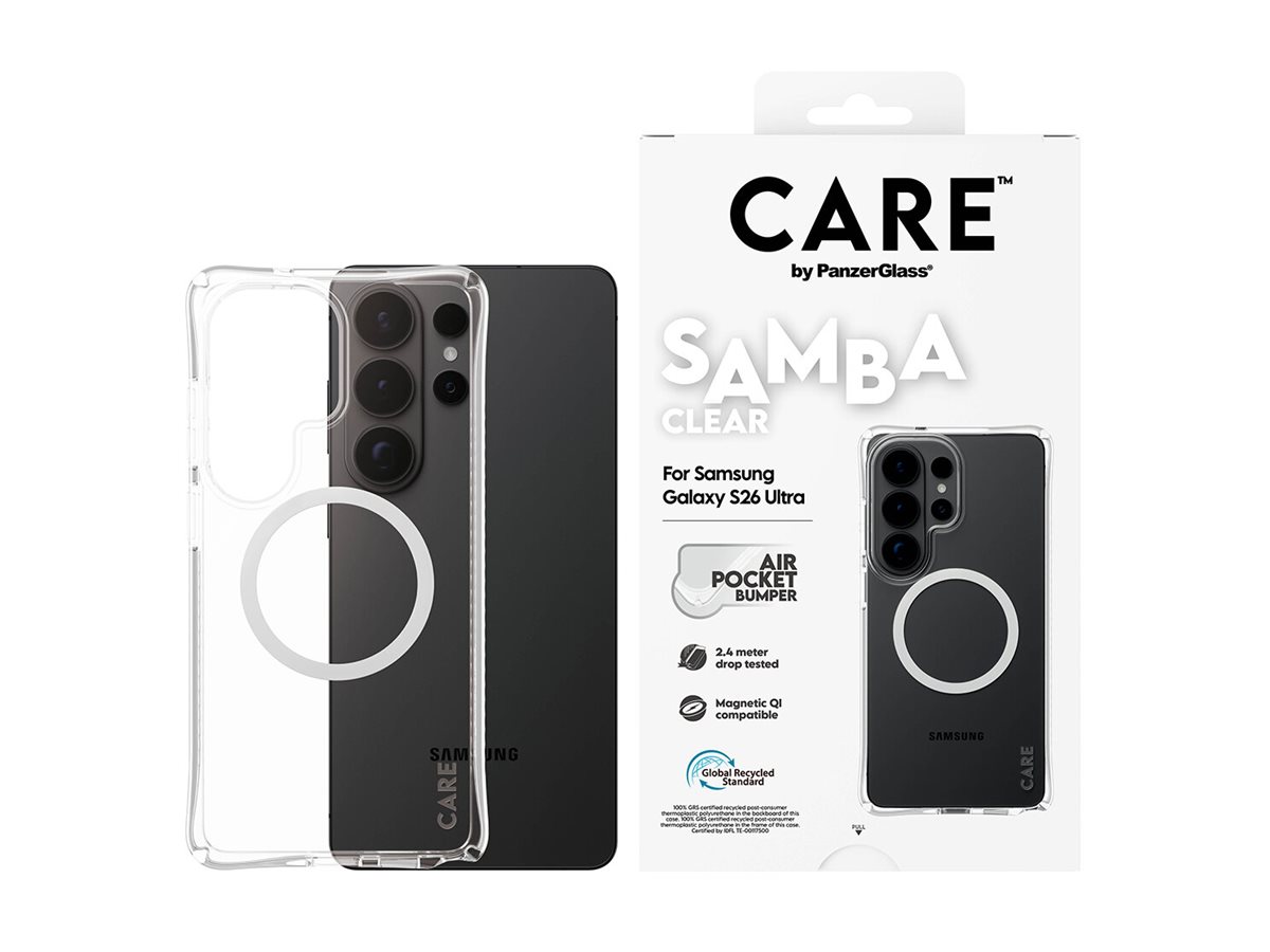 CARE by PanzerGlass Samba Case Transparent w. White Qi Samsung New Galaxy S26 Ultra | PanzerGlass