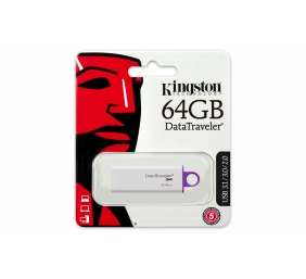 USB atmintinė Kingston DataTraveler I G4 64 GB, USB 3.0, Purpurinė, Balta
