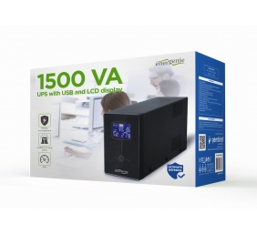 EnerGenie UPS with USB and LCD display, Black | EG-UPS-034 | 1500 VA | 900 W