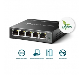 TP-LINK | Switch | TL-SG105E | Web managed | Wall mountable | Gigabit Ethernet (copper) ports quantity 5 | Power supply type External | 36 month(s)