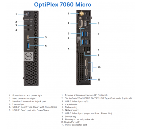 DELL Renewed Grade A | OptiPlex 7060 Micro | Intel Core i5 | i5‑8500T | 8 GB | SSD | 128 GB | Intel UHD Graphics 630 | Windows 11 Pro