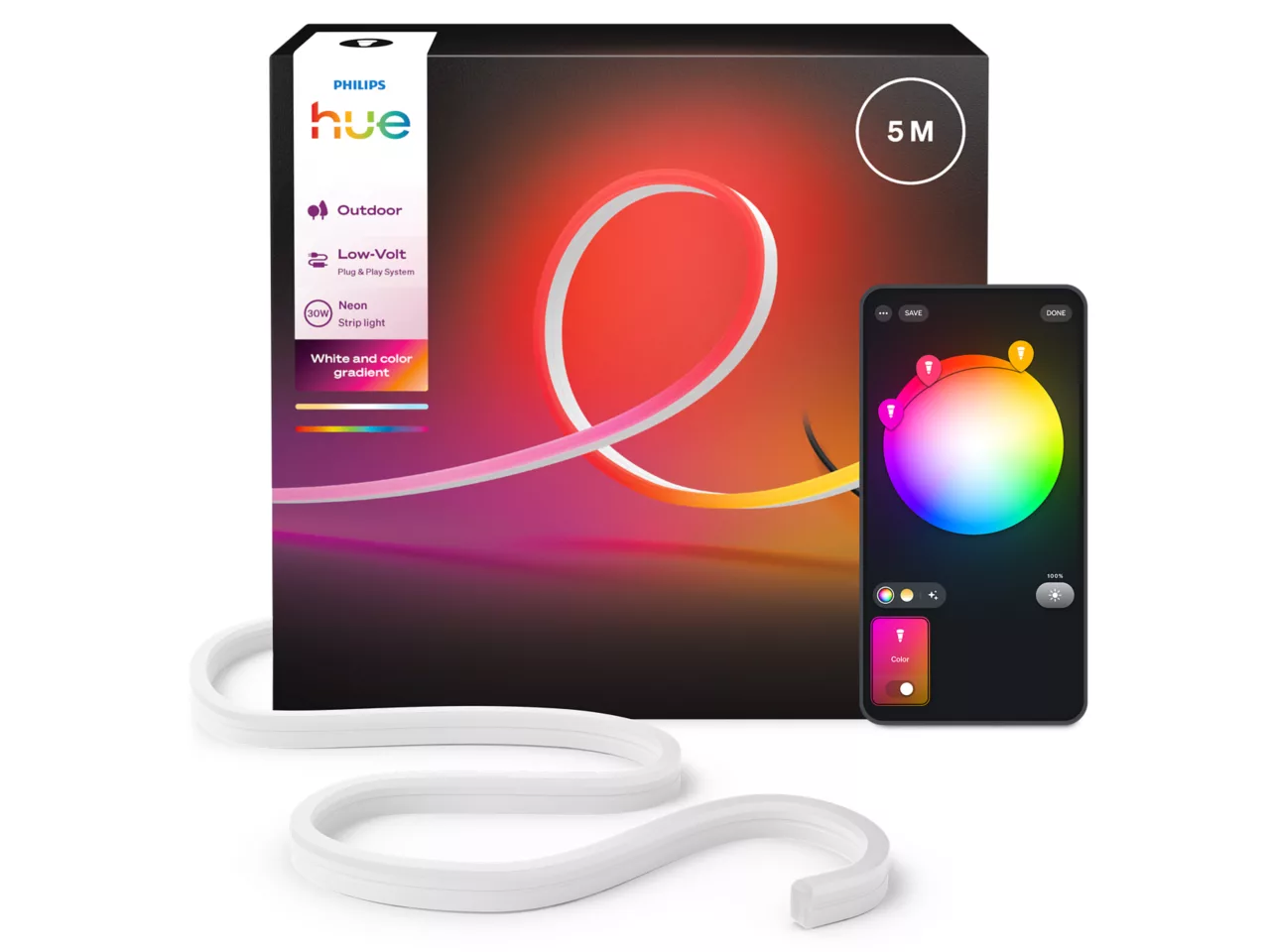 Philips Hue Neon Lightstrip for outdoor use, 5 m | 30 W | Bluetooth, Zigbee