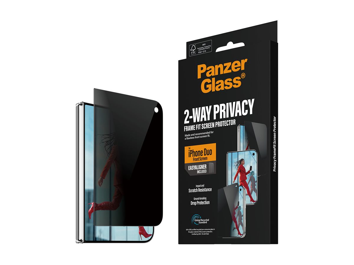 PanzerGlass Privacy w. EasyAligner | Screen protector | Apple | iPhone Duo | Glass | Transparent
