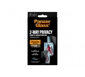 PanzerGlass Privacy w. EasyAligner | Screen protector | Apple | iPhone Duo | Glass | Transparent