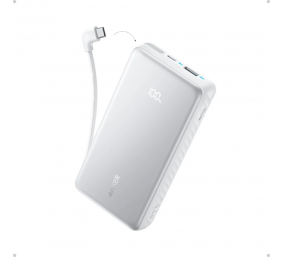 Anker Power Bank 22.5W, Built-In USB-C Cable | Zolo | 20000 mAh | USB-C | White