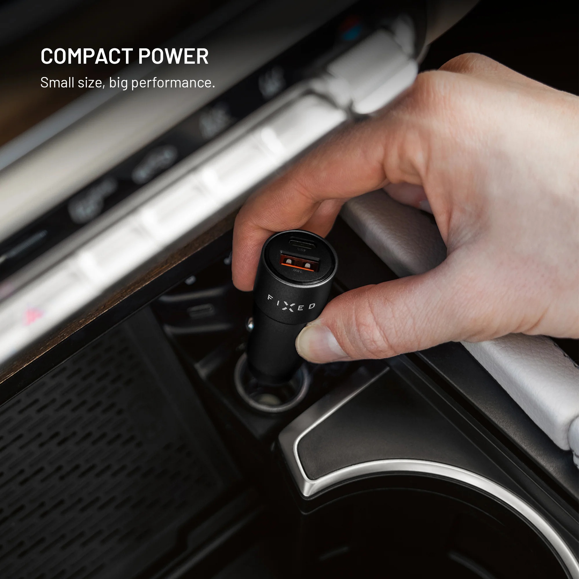Fixed USB-C/USB-A Car Charger, 63W, PD 3.0