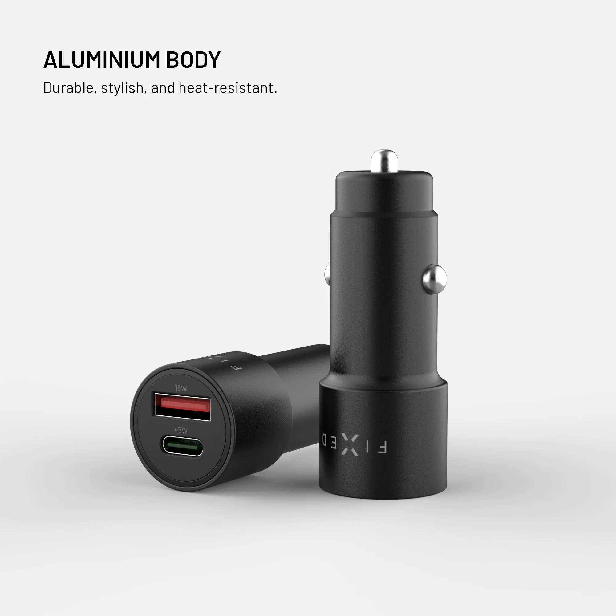 Fixed USB-C/USB-A Car Charger, 63W, PD 3.0