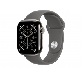 Apple Watch Series 11 GPS + Cellular 42mm Natural Titanium Case with Stone Grey Sport Band - S/M | Apple