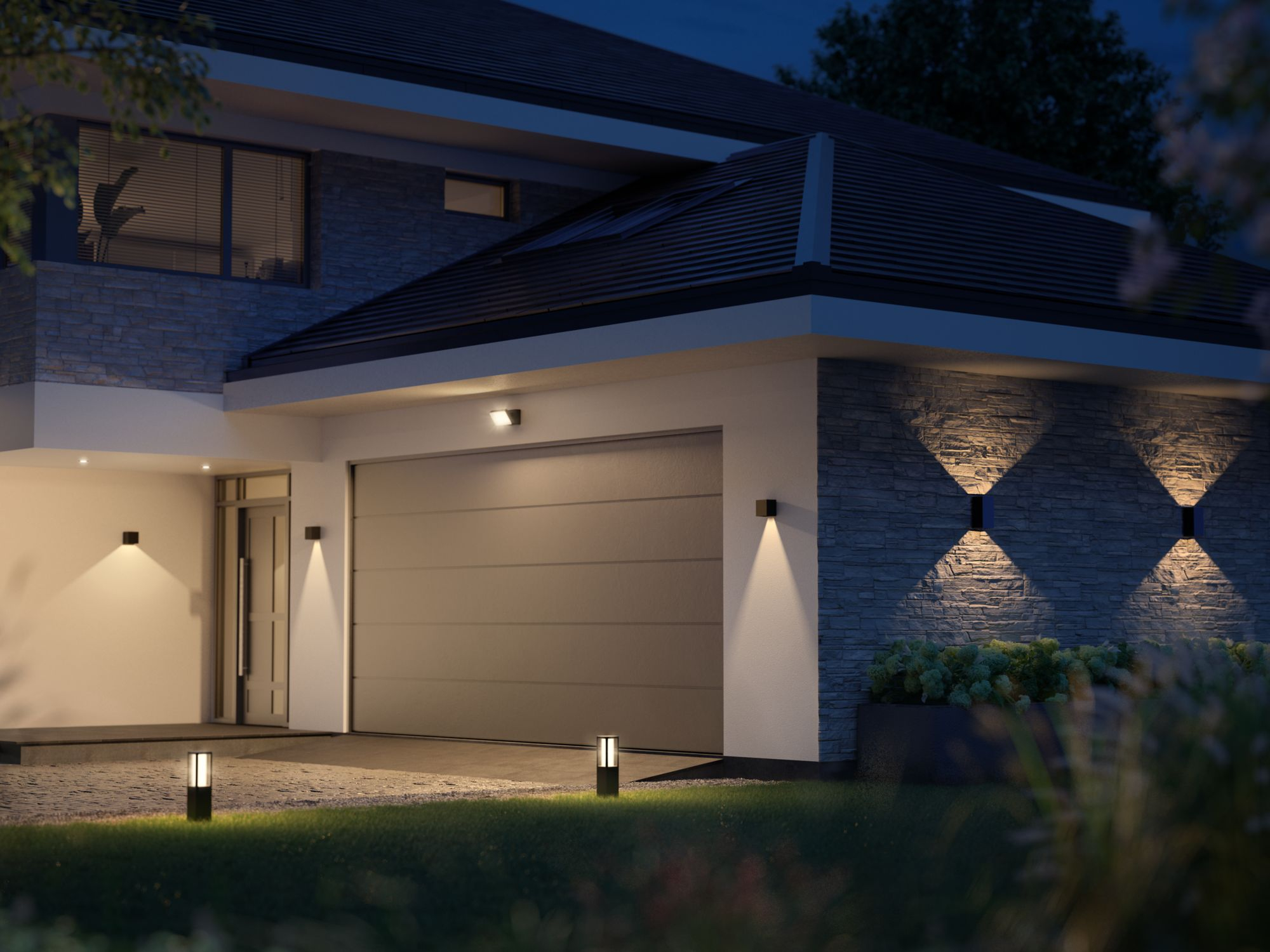 Philips Hue WCA Resonate Outdoor Downward Wall Lantern, Black | 8 W | 2000-6500 Hue White Colour Ambiance