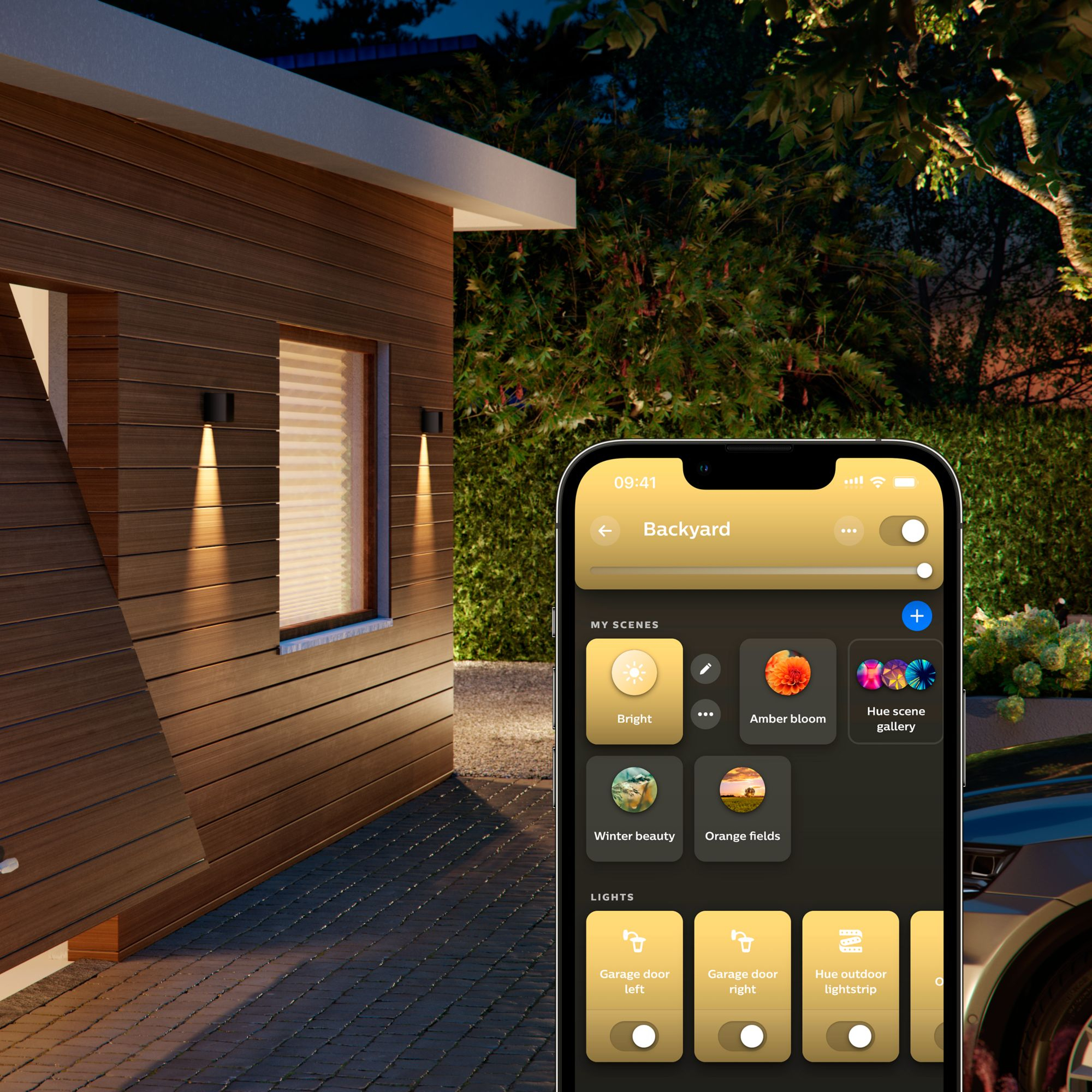 Philips Hue WCA Resonate Outdoor Downward Wall Lantern, Black | 8 W | 2000-6500 Hue White Colour Ambiance