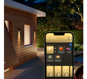 Philips Hue WCA Resonate Outdoor Downward Wall Lantern, Black | 8 W | 2000-6500 Hue White Colour Ambiance