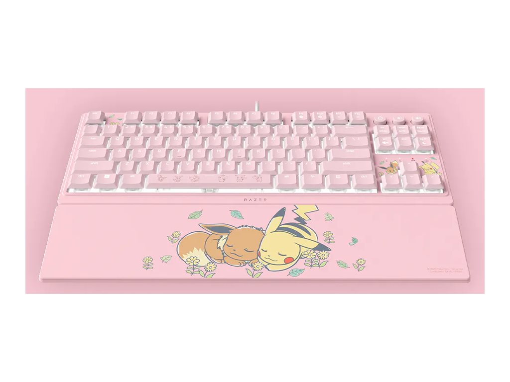 Razer Ornata V3 Tenkeyless | Gaming keyboard | Wired | US | Razer Mecha-Membrane Switches | Wrist Rest | Pikachu Eevee Edition