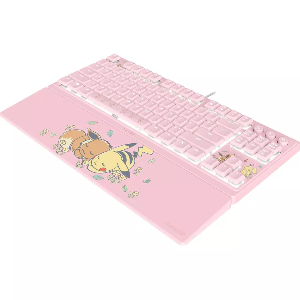 Razer Ornata V3 Tenkeyless | Gaming keyboard | Wired | US | Razer Mecha-Membrane Switches | Wrist Rest | Pikachu Eevee Edition