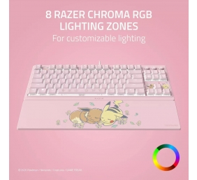 Razer Ornata V3 Tenkeyless | Gaming keyboard | Wired | US | Razer Mecha-Membrane Switches | Wrist Rest | Pikachu Eevee Edition