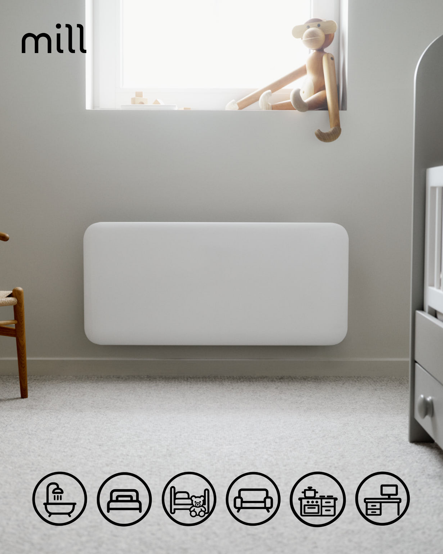 Mill | IB1000DN | Invisible Panel Heater | 1000 W | Suitable for rooms up to 12-16 m² | White | IPX4