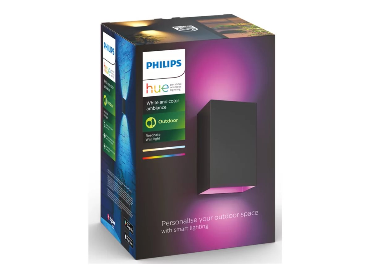 Philips Hue WCA Resonate Outdoor Wall Lantern, Black | 8 W | 2000-6500 Hue White Colour Ambiance