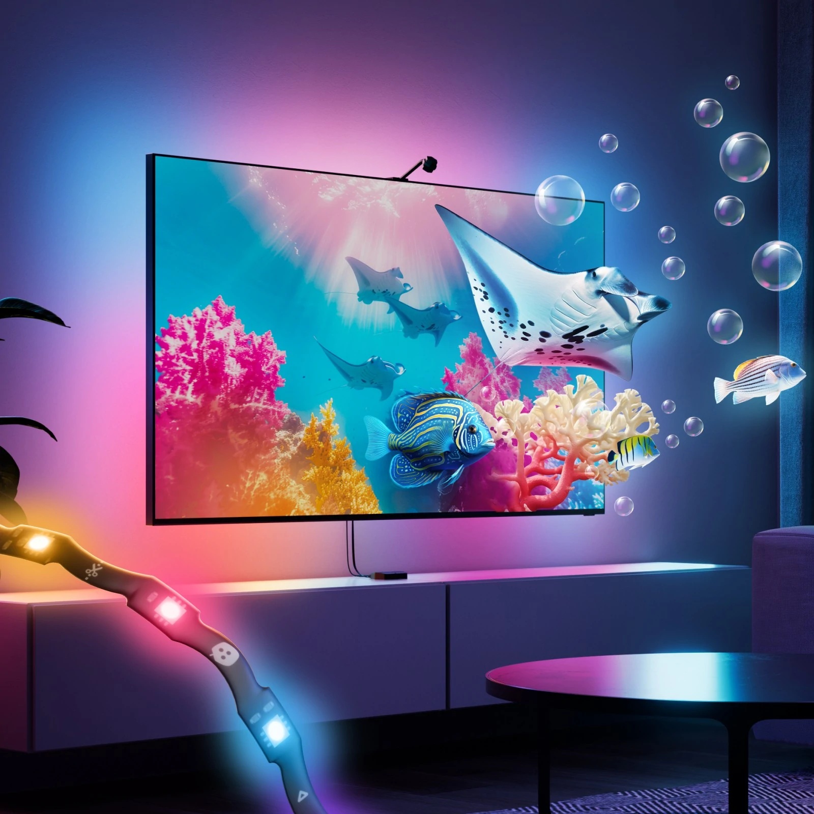 Nanoleaf 4D V2 TV Screen Mirror + Light Strips Kit (for TV & Monitor up to 65'') | 24 W | Multicolor RGB