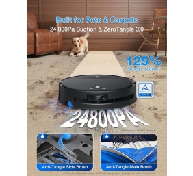 Ecovacs Robotic Vacuum Cleaner | DEEBOT T80S OMNI BLACK | Wet&Dry | 6400 mAh | 24800 Pa | Black