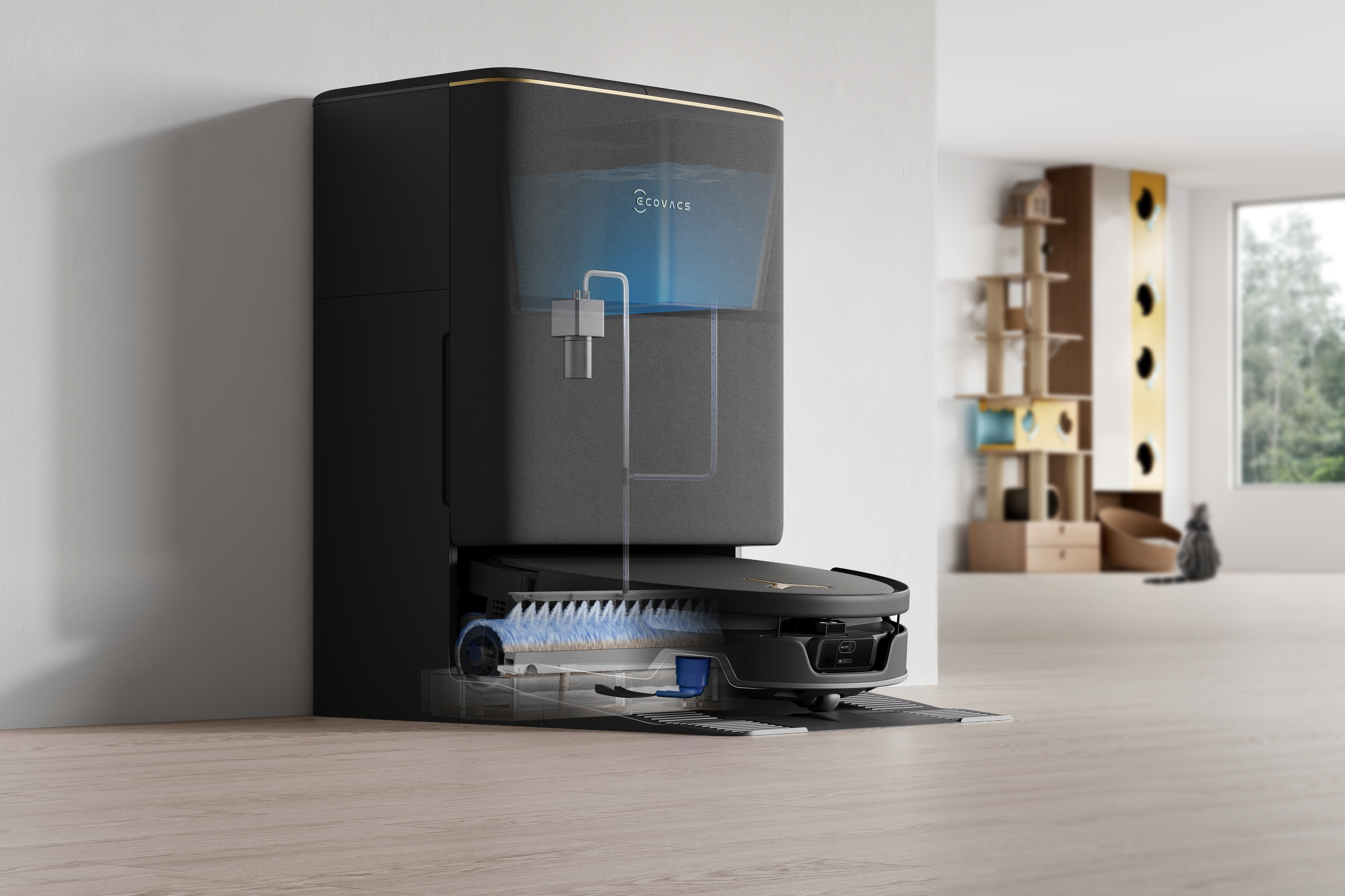 Ecovacs DEEBOT T90S PRO OMNI Vacuum Cleaner,Robot,Wet&Dry,40000Pa,TruEdge 3.0,ZeroTangle 4.0,OZMO Roller 3.0,Black+OMNI Auto-Empty Station