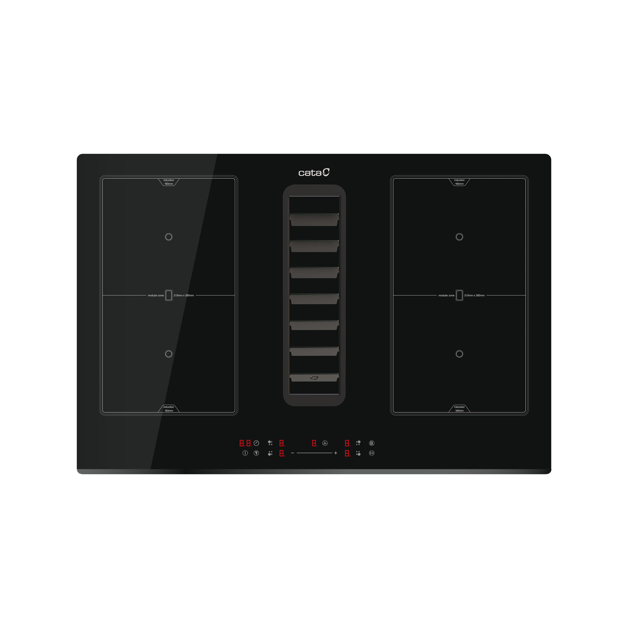 CATA Venting Hob | IAS 7024 | Induction | Number of burners/cooking zones 4 | Slider | Black | CATA | Hob with Hood | IAS 7024 | Induction | 77 cm | Number of burners/cooking zones 4 | Black | Slider