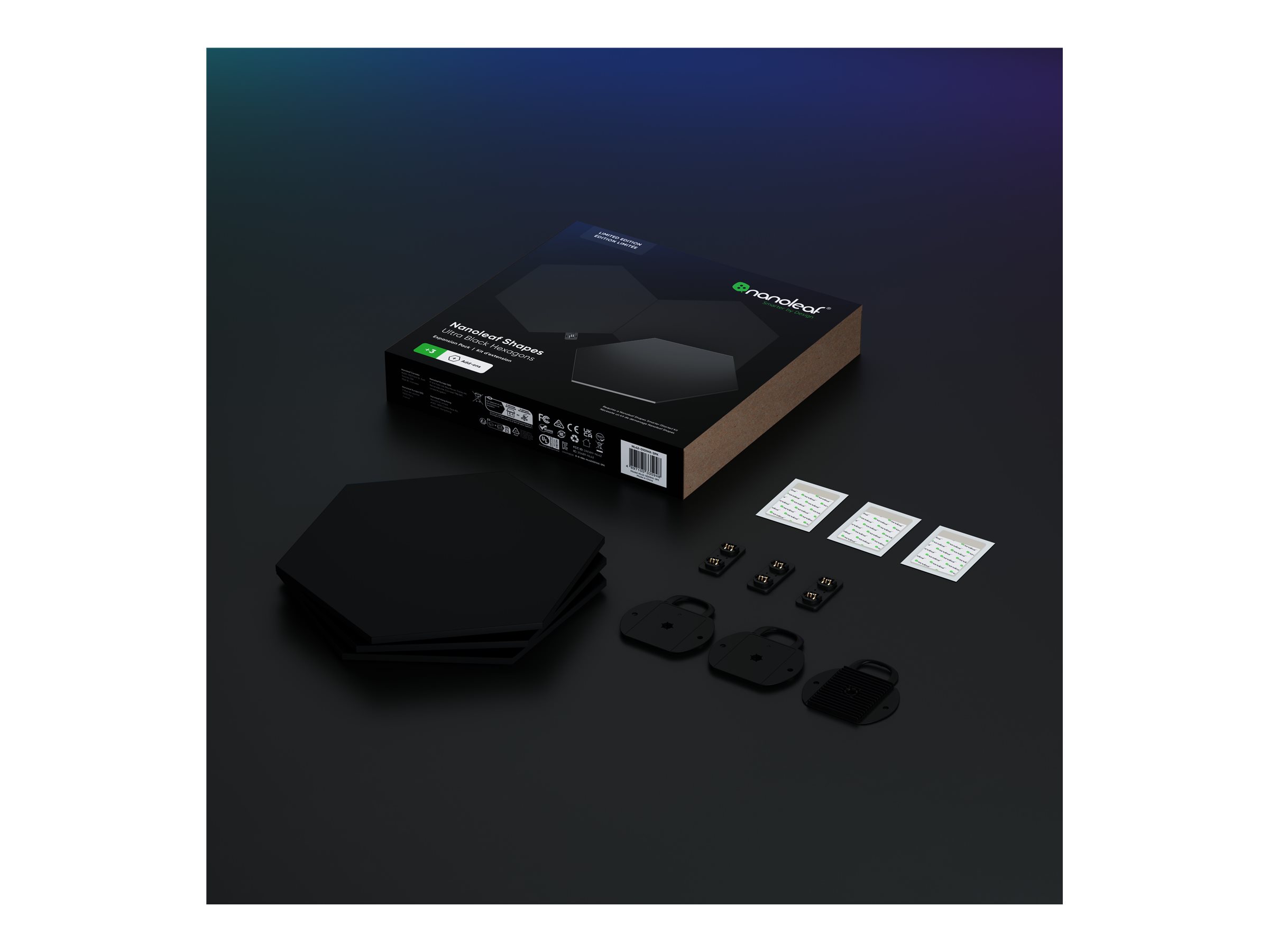 Nanoleaf | Shapes Black Hexagon Expansion pack (3 panels) | 42 W | WiFi