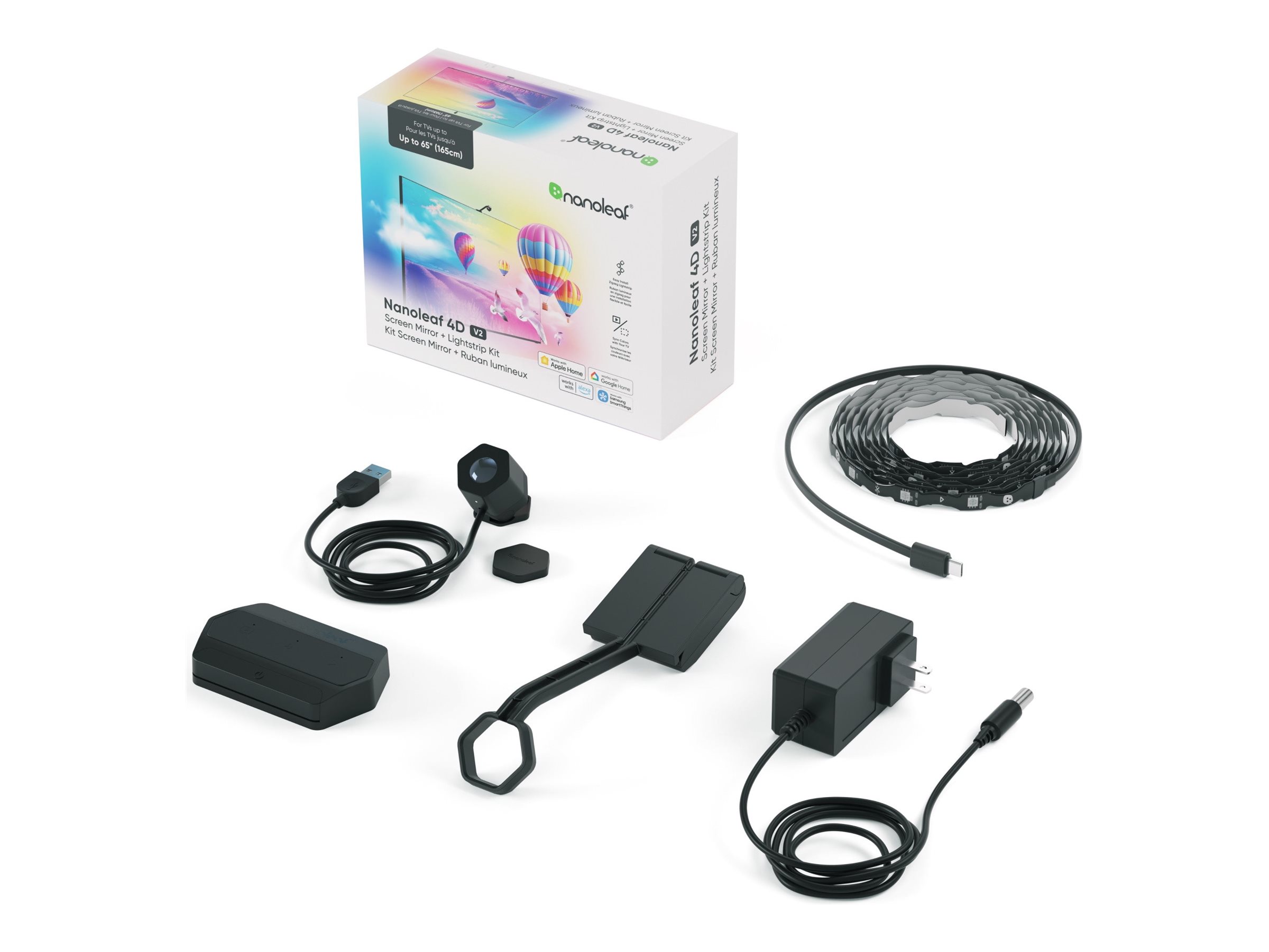 Nanoleaf 4D V2 TV Screen Mirror + Light Strips Kit (for TV & Monitor up to 65'') | 24 W | Multicolor RGB