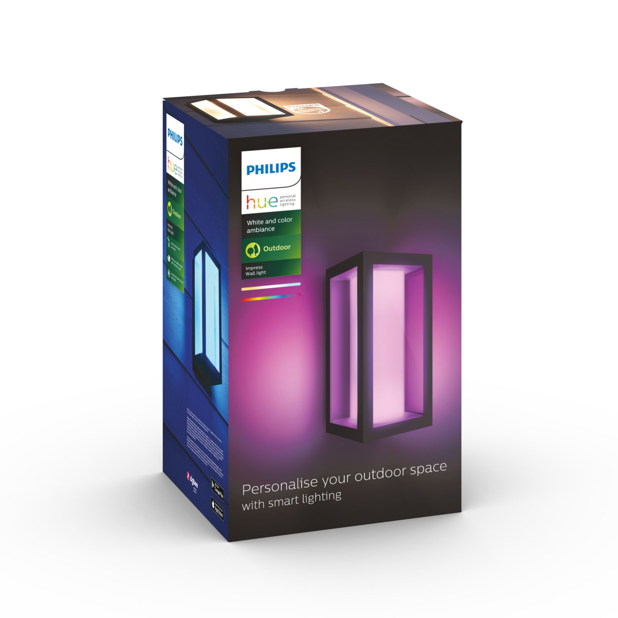 Philips Hue WCA Impress Outdoor Wall Lantern | 8 W | 2000-6500 Hue White Colour Ambiance