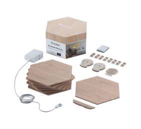 Nanoleaf | Elements Wood Look Hexagons Starter Kit (7 panels) | Cool White + Warm White