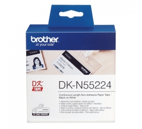 Brother DK-N55224 (DKN55224) Nelipnių popierinių etikečių ritinėlis, Black on White, 54mm 30.5m