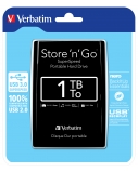 Verbatim 53023 Store 'n' Go USB 3.0 Išorinis kietasis diskas HDD 1TB, iki 4800 Mbit/s 5400rpm, Juoda